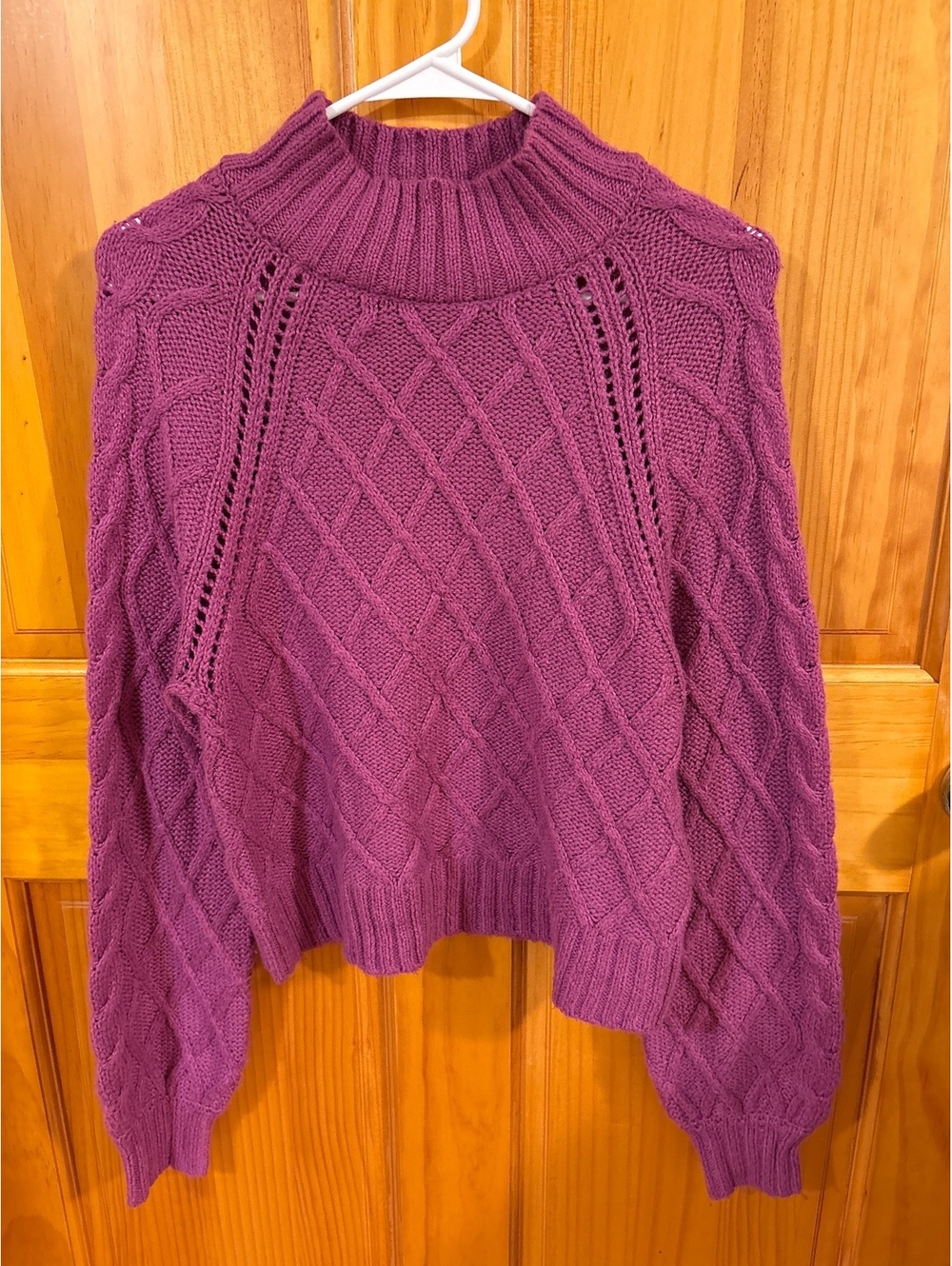 Boho Preppy Collegiate American Eagle Medium Cotton Blend Chunky Mock Neck Knit